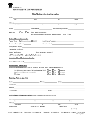 Medicare Set-Aside Administration Case Information Form