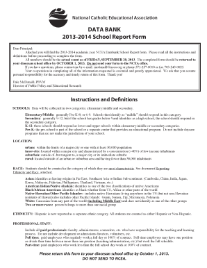 NCEA Databank School Report Form