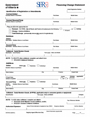 Alberta Government Financing Change Statement