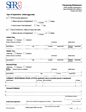 PPSA Security Agreement Registration Form