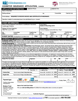 Exhibitor Insurance Application