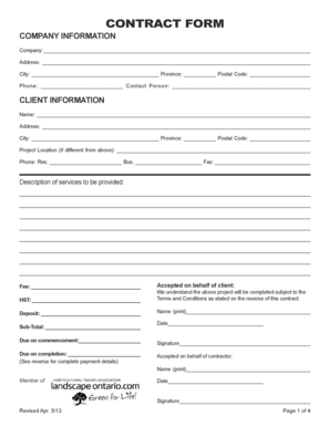 Canadian Landscape Contract Agreement