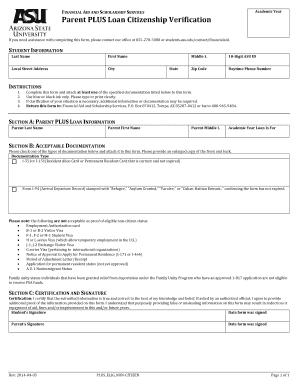 Parent PLUS Loan Citizenship Verification Form