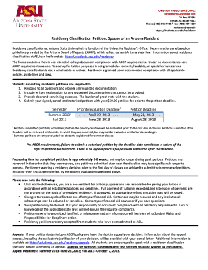 Residency Classification Petition for Spouse of Arizona Resident