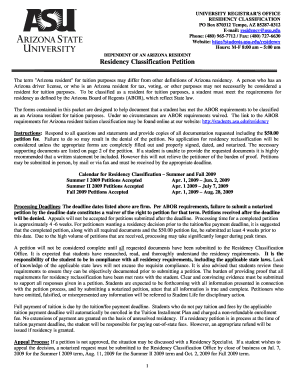 Arizona Resident Tuition Classification Petition
