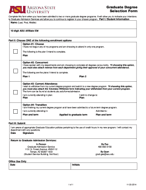 Graduate Degree Selection Form