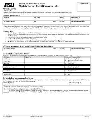 Parent PLUS Loan Information Update Form