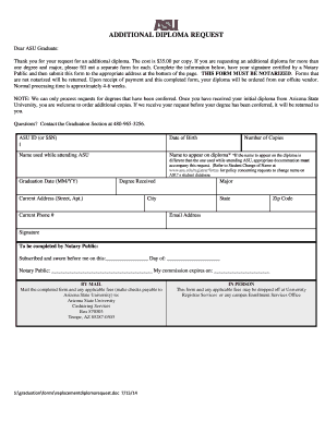 ASU Additional Diploma Request Form