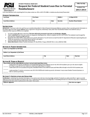 Federal Student Loan Request Form