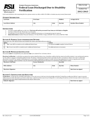 Federal Loan Discharge Due to Disability Form