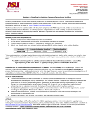 Residency Classification Petition Spouse Arizona Resident