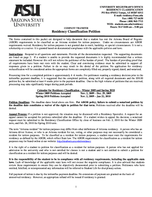 Arizona Residency Classification Petition