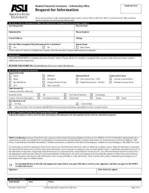 Arizona State University Scholarship Information Request Form