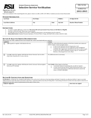 ASU Selective Service Verification Form
