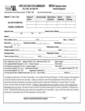 Washington State Veterans Home Application