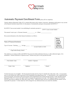 Automatic Payment Enrollment Form