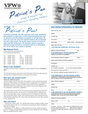 Patriot's Pen Essay Contest Entry Form
