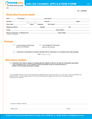 Vision Asia Add-On Channel Application Form