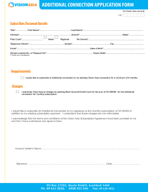 Vision Asia Additional Connection Application Form