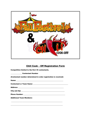 Fillable Online Chili Cook Off Registration Form Collegedale Community Church Fax Email Print Pdffiller