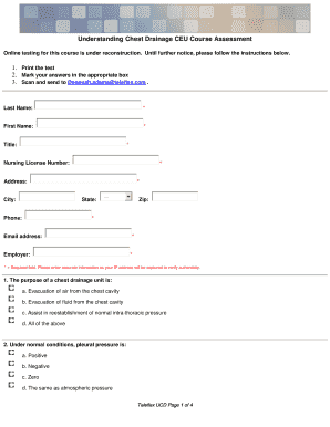 Chest Drainage CEU Course Assessment