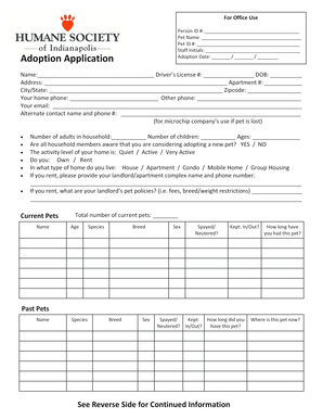 Pet Adoption Application Form