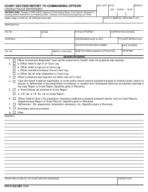 Chicago Police Department Court Section Report