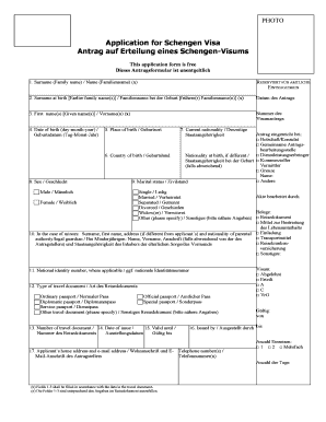 Antrag auf Erteilung eines Schengen-Visums
