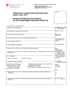 Swiss Long-Stay Visa Application Form