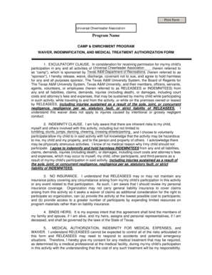 Camp Waiver and Medical Authorization Form