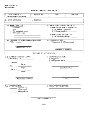 Application for Leave