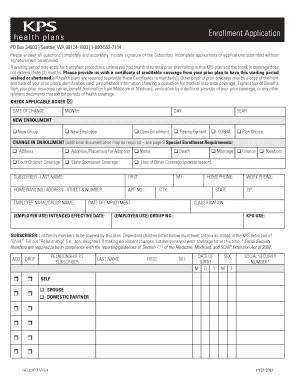 KPS Health Plan Enrollment Application