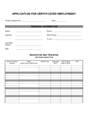 Application for Certificated Employment