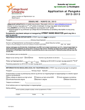 Washington College Bound Scholarship Application