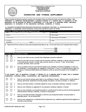 Washington Character and Fitness Supplement