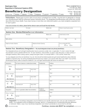 Washington State Beneficiary Designation Form