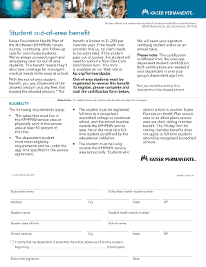 Kaiser Student Out-of-Area Benefit Form