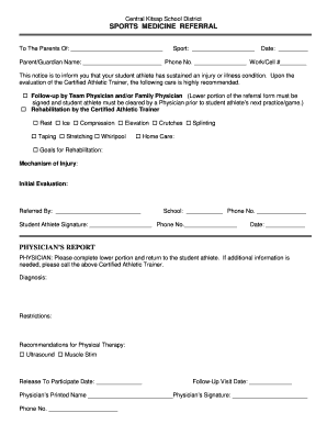 Sports Medicine Referral Form