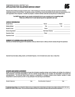 Edmonds School District Volunteer Service Credit Application