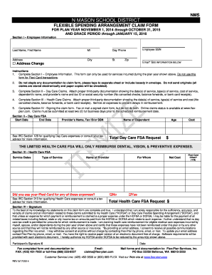 Mason School District Flexible Spending Arrangement Claim Form