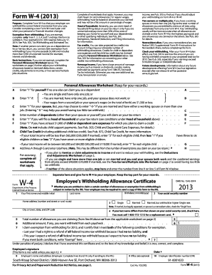 Form W-4 (2013) Employee's Withholding Allowance Certificate