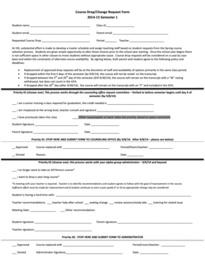 Course Drop/Change Request Form