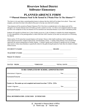 Planned Absence Form