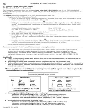 Washington State Immunization Status Form