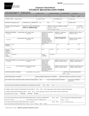 Enumclaw School District Student Registration Form