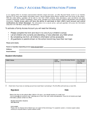Family Access Registration Form