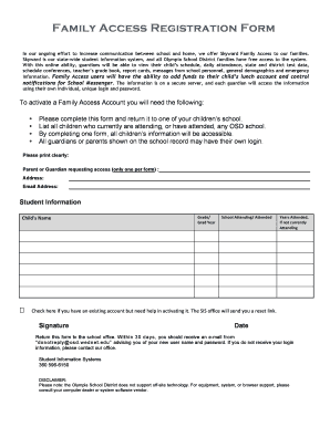Family Access Registration Form