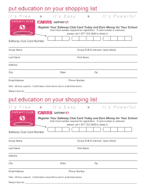 Safeway Club Card Registration Form