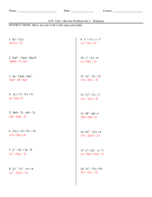 Unit 1 Review Problem Set 2 - Solutions