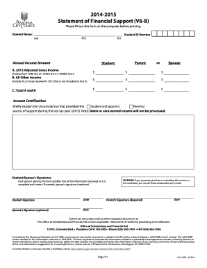 Statement of Financial Support